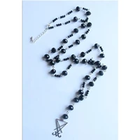 gothic long satanic occult rosary necklace