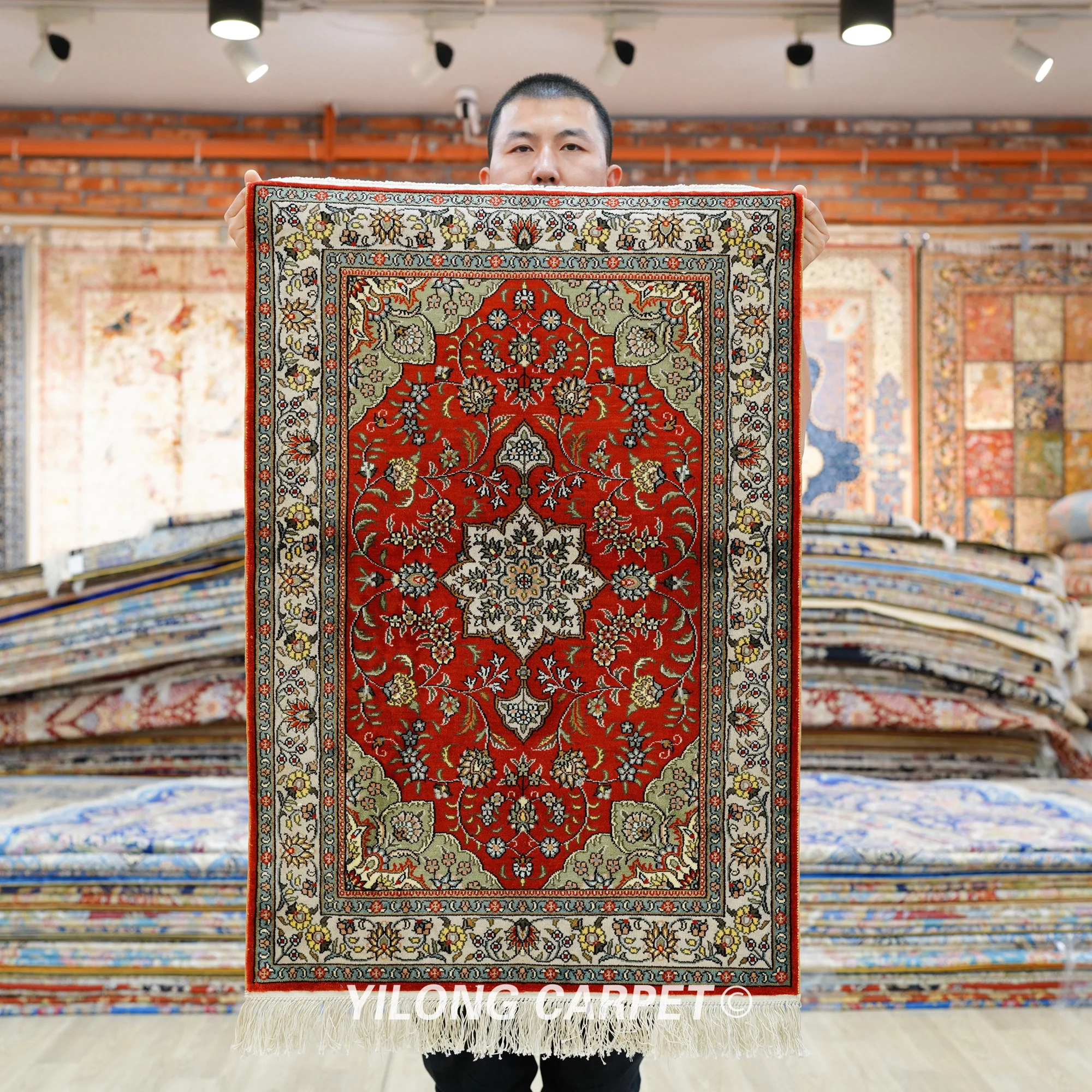 

61x91 см маленький Классический шелковый ковер ручной работы, домашний декор, живописный ковер (SLF153B)