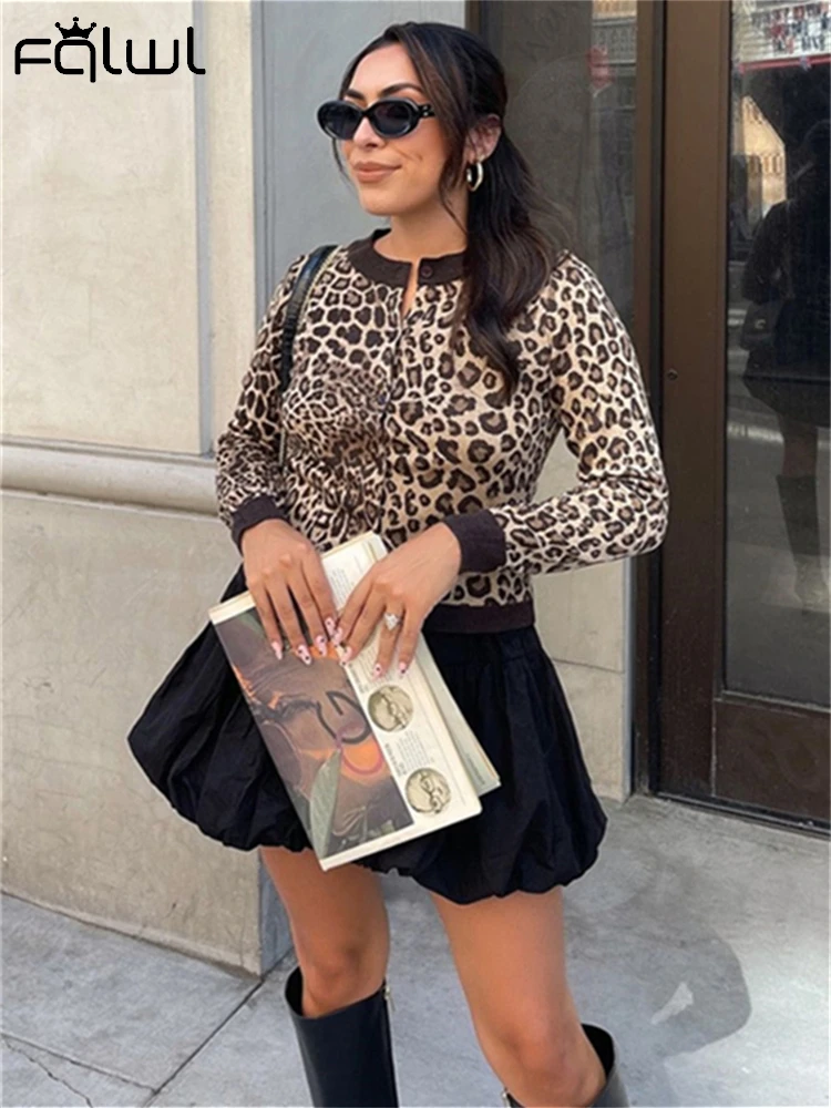 Habbris осень-зима леопардовый кардиган на пуговицах свитер для женщин 2024 вязаное