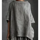 Женская блузка из хлопка и льна, Свободный Повседневный Топ Y2k, пуловер, рубашки, уличная одежда, размеры 2021, 5XL, лето размера плюс