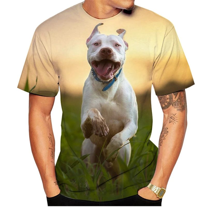 Мужская футболка с 3d принтом Ugly Pitbull забавная милым животным узором круглым