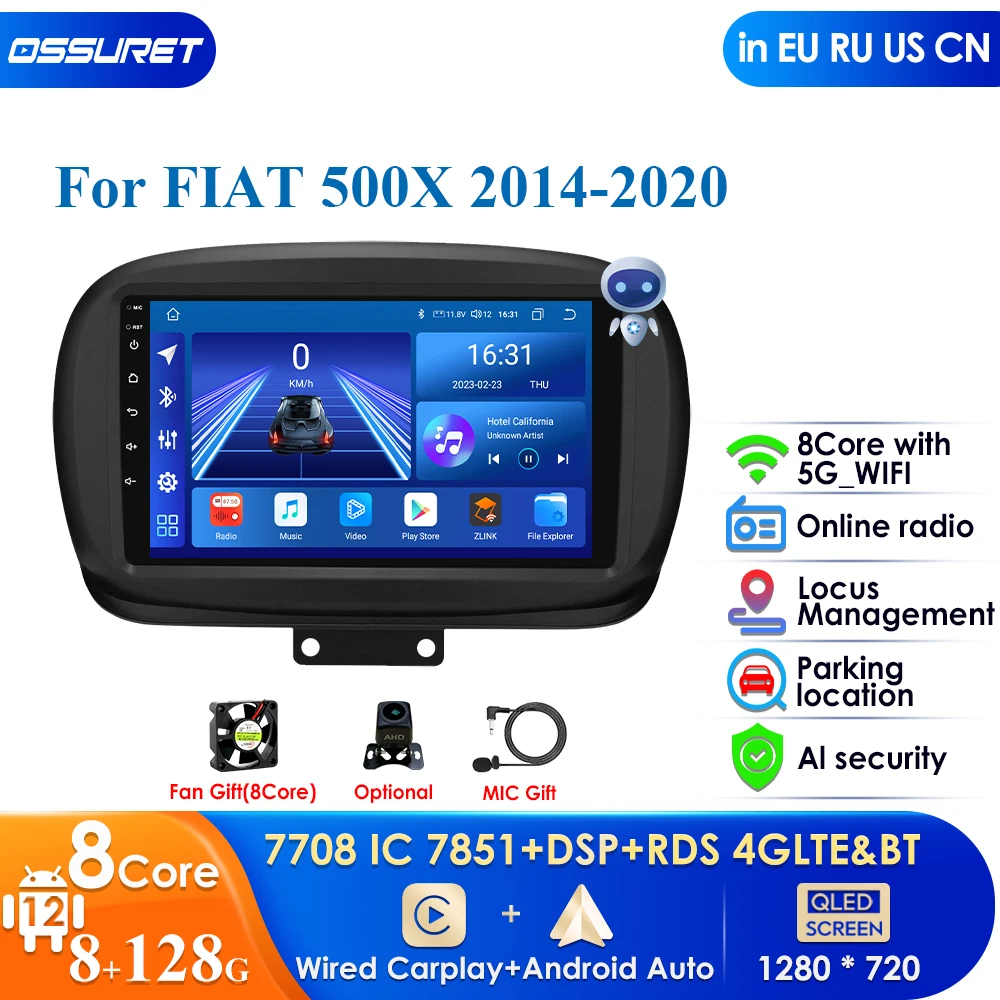 

Автомобильный радиоприемник DSP IPS 4G-LTE 9 ''Android 12 стерео для Fiat 500X GPS-навигация SWC мультимедиа Carplay Авто BT WIFI RDS Авторадио ПК