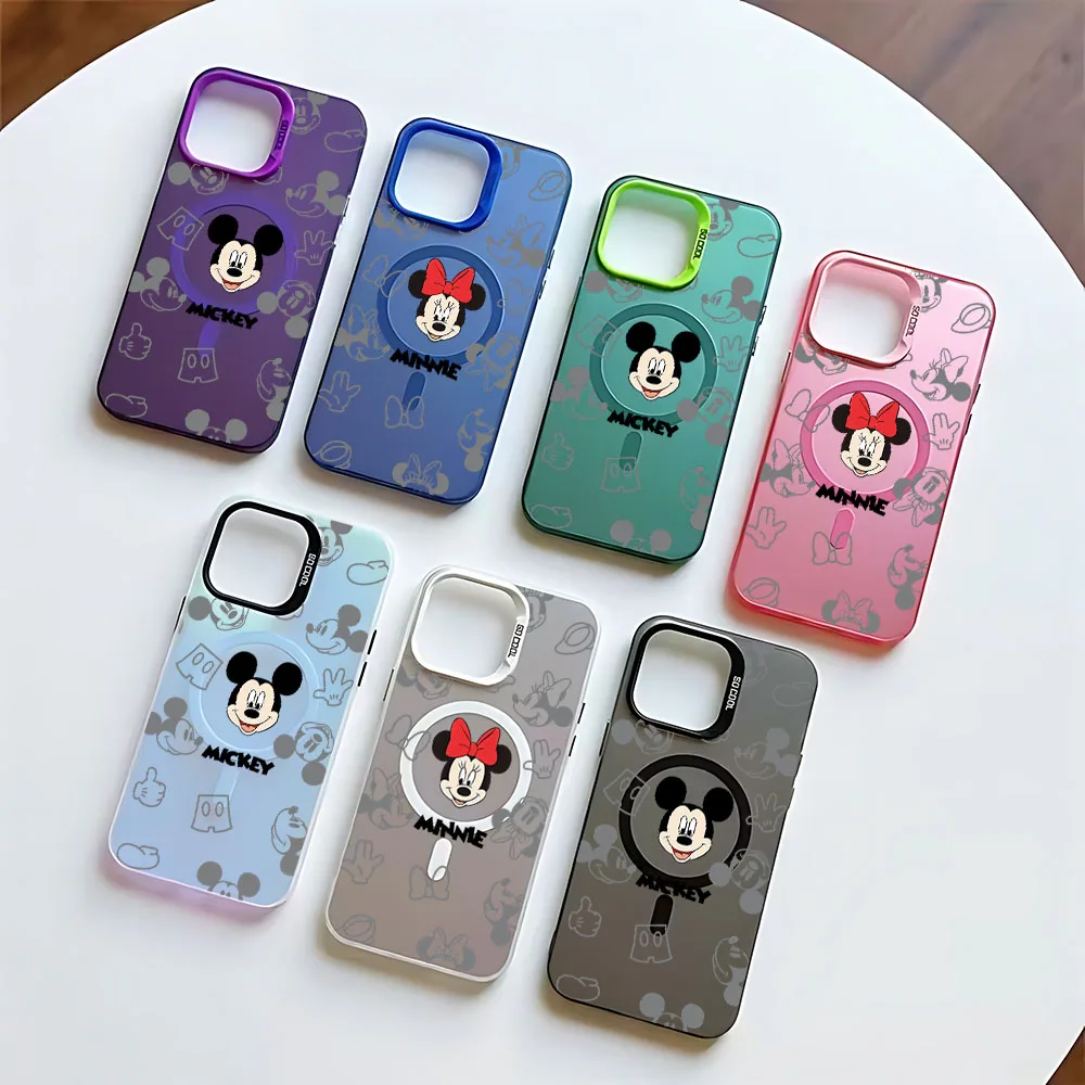 Милый Магнитный чехол для телефона Mickeies Minnie Magsafe IPhone 11 12 13 14 15 Pro Max Plus креативная