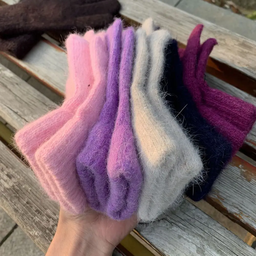 

1Pair Unisex Women Men Full Finger Gloves Elastic Warm Thick Cashmere Winter Mittens Outdoor Cycling Driving Apparel Accessories