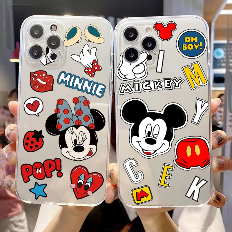 

Mickey Minnie Mouse Disney For iPhone 13 12 11 Pro 12 13 Mini X XR XS Max 6 6S 7 8 Plus SE2 Clear Phone Case Cases Coque Shell