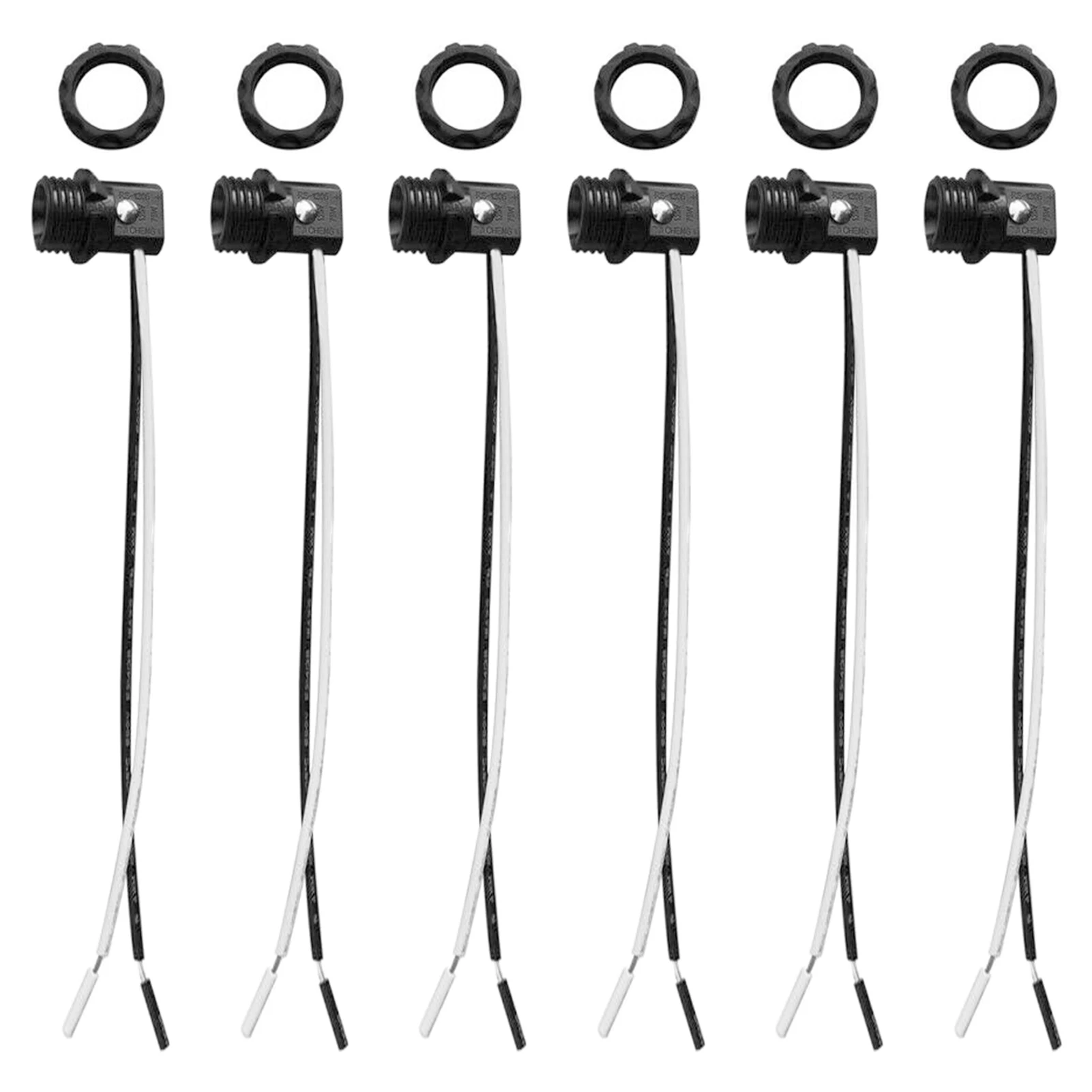 

6pcs E12 Security Lamp Holder Home Heat Resistant Candelabra Base Fireproof Connector Wire Leads Easy Install Convenient