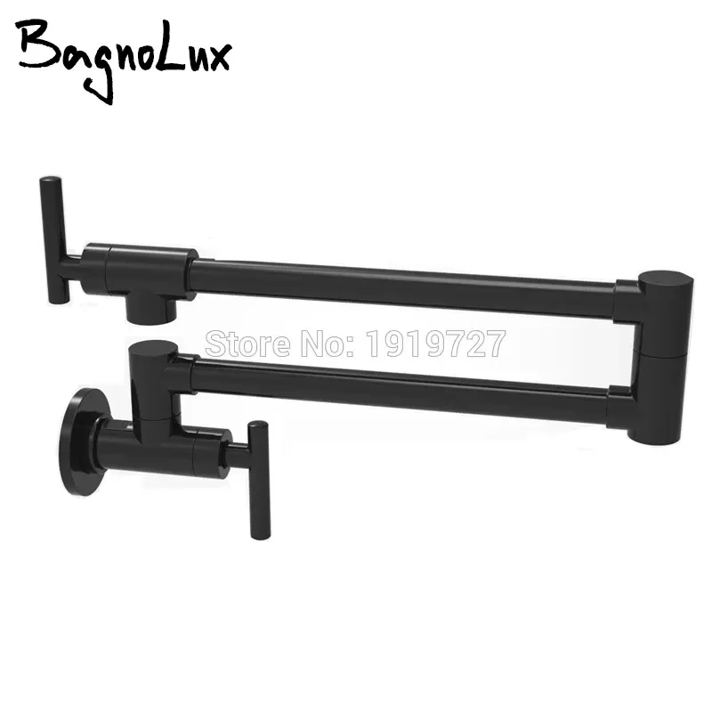 

Solid Brass Kitchen Wall Mount Pot Filler Faucet Swivel Spout Brushed Nickel Matt Black Cold Water Only With Dual Swing