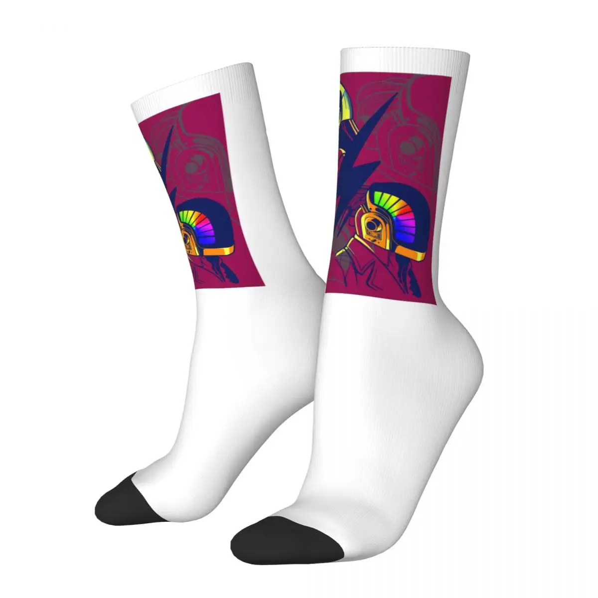 

Sticker Crazy Men's compression Socks Unisex Daft Punk Electronic Music Band Harajuku Seamless Printed Funny Novelty Crew Sock