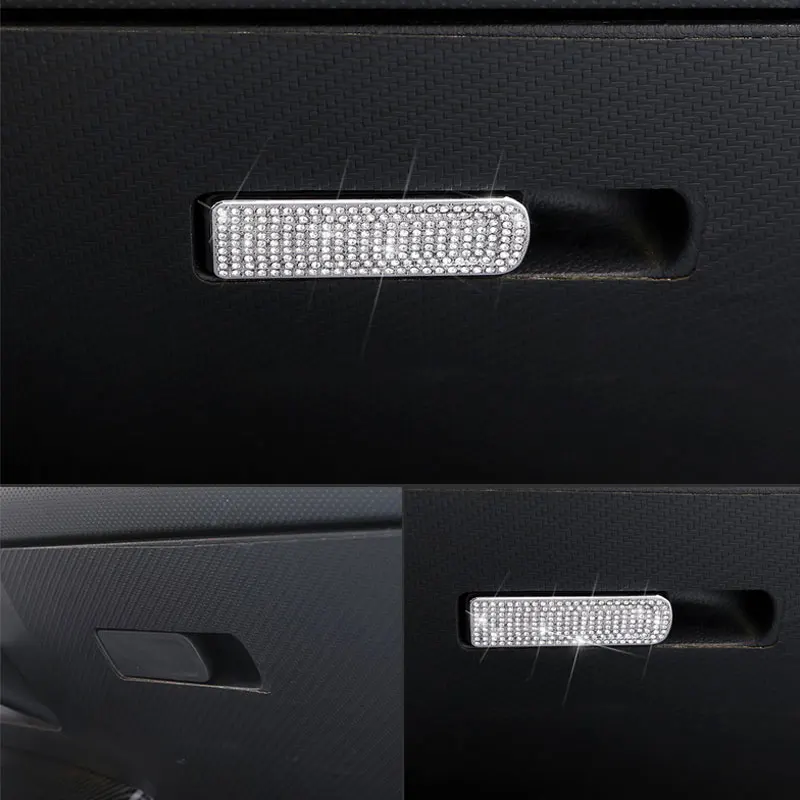 

For Mercedes Benz A B CLA GLB GLA Class W177 W247 C118 W118 X247 H247 Copilot Glove Box Handle Cover Crystal Trim Ring Diamond