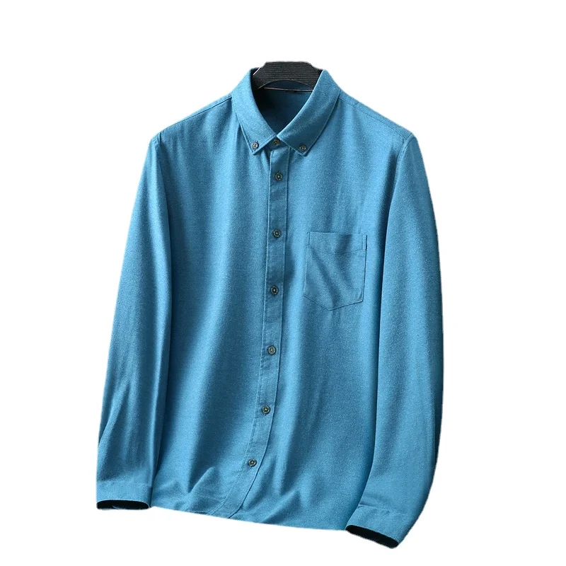 New Arrival Fashion Suepr Large Spring Autumn Men's Long Sleeve Shirt Casual Brushed Solid Plus Size 2XL 3XL 4XL 5XL 6XL 7XL 8XL