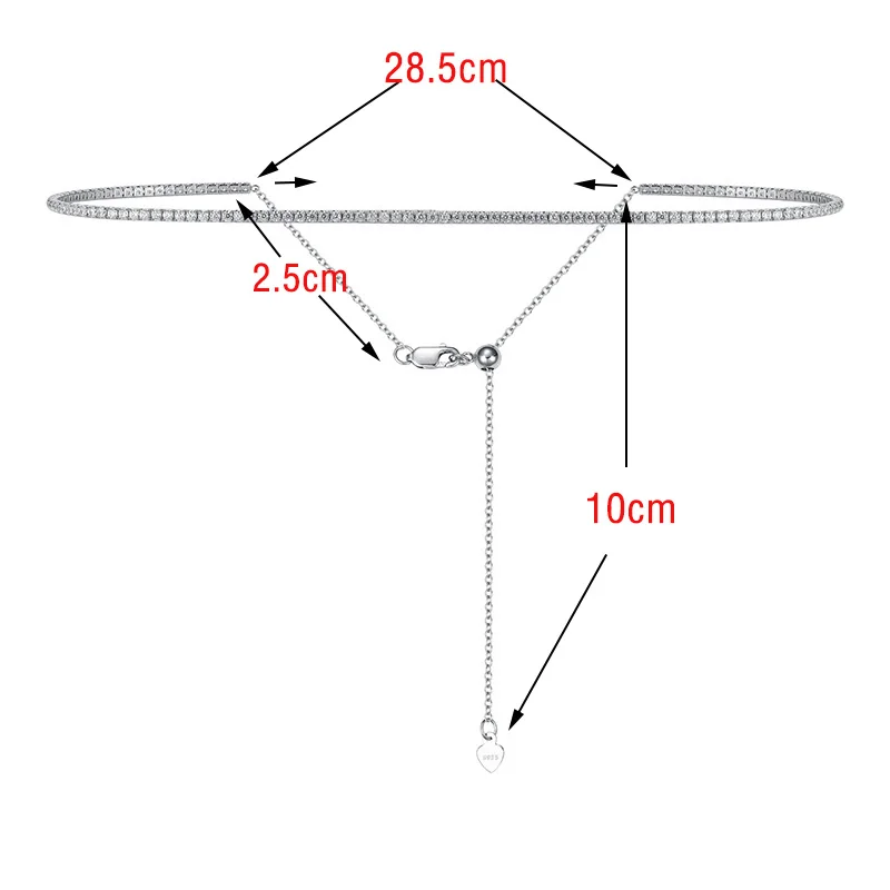 Duho 2 мм Муассанит Алмазное Теннисное Роскошное Ожерелье для Женщин Стерлингового