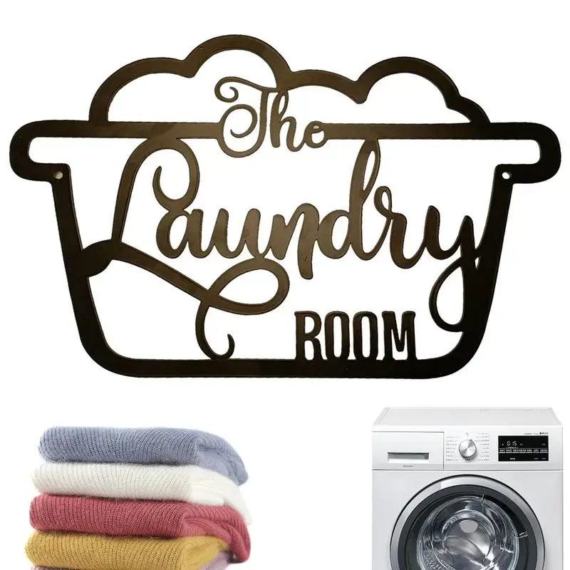 

Laundry Room Metal Wall Decor Cute Laundry Room Backdrop Hanging Decor Black Handwritten Font Gift Ideas Laundry Room Decor And