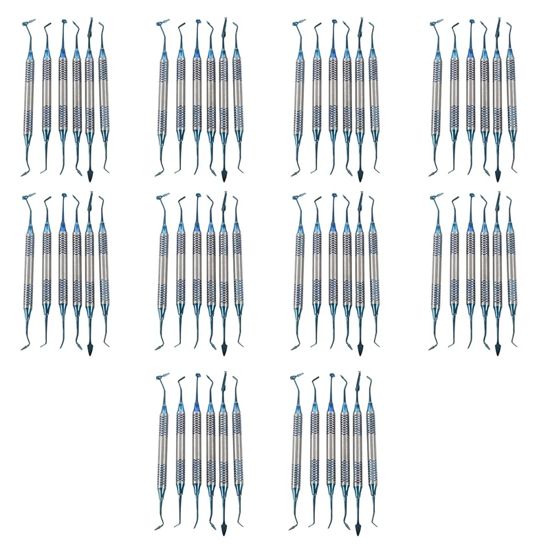 

60Pcs Composite Resin Filling Spatula Titanium Plated Head Resin Filler Set Thick Handle Set (Blue)