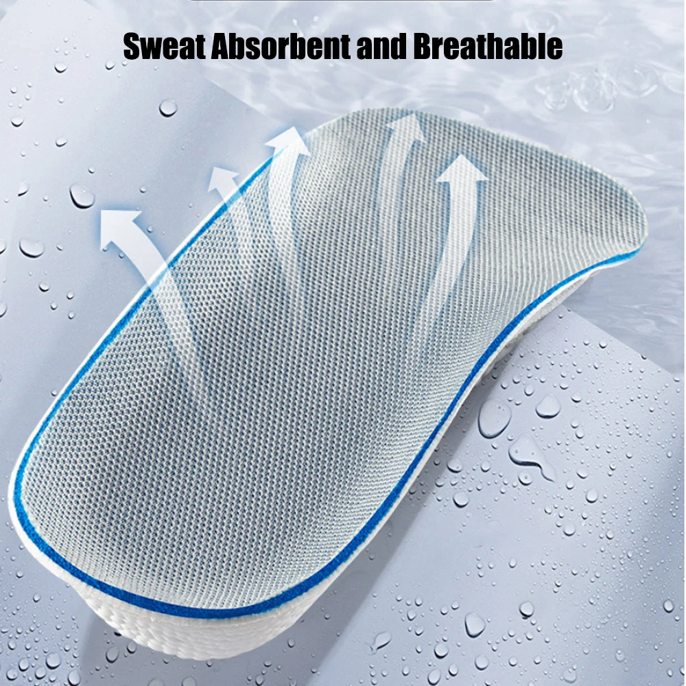 Memory Foam Orthopedic Sport Insoles for Flat Feet Arch Support Height Increase Insole for Men Women Sneakers Heel Lift Shoe Pad