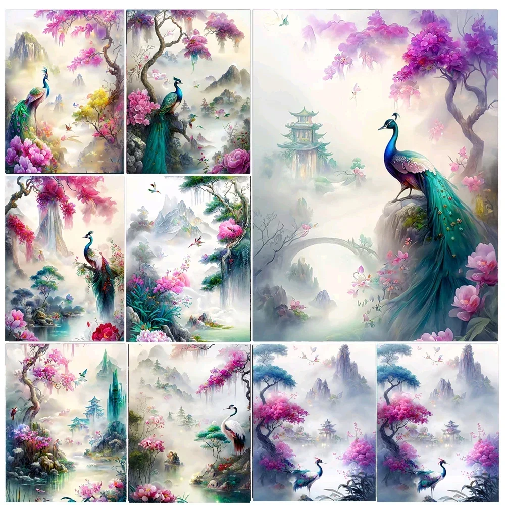 

Fairyland Landscape Diamond Mosaic 5D DIY Diamond Painting Peacock Crane Cross Stitch Animal Embroidery Kit Home Decoration