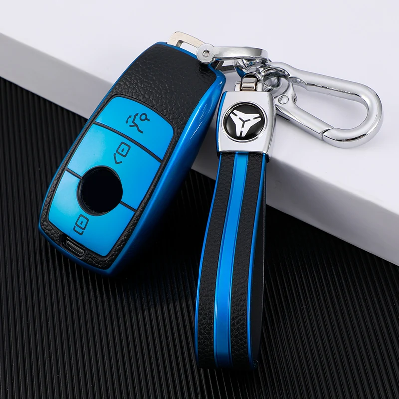 

Чехол для ключей Mercedes Benz, A, C, E, S, G, GLS, CLA, класс W212, W177, W205, W222, X167, AMG, кожа, ТПУ, с кольцом для ключей