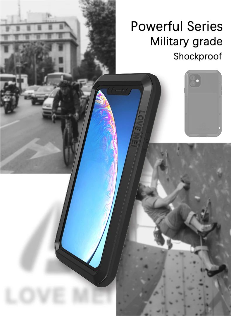 

Алюминиевый пыленепроницаемый ударопрочный чехол LOVE MEI для телефона iPhone 12 Pro Max 12 Mini, сверхпрочный, 360 полная защита, защитный чехол