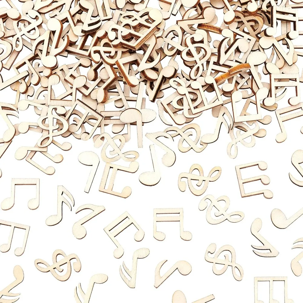 100 шт. деревянные вырезы украшения кабошоны из бурливуда музыкальные ноты для