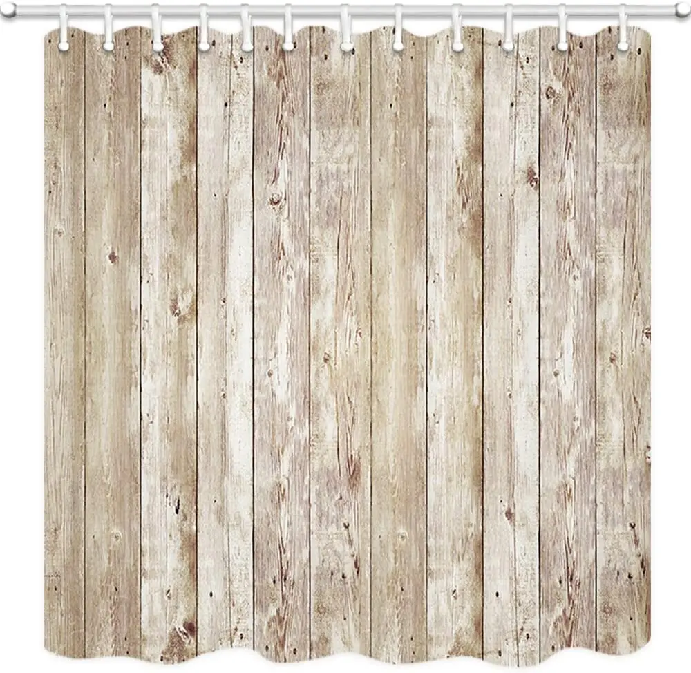 

Занавеска для душа в деревенском стиле, настенная текстурная штора из полиэстера, коричневая деревянная доска, с крючками, для ванной комнаты