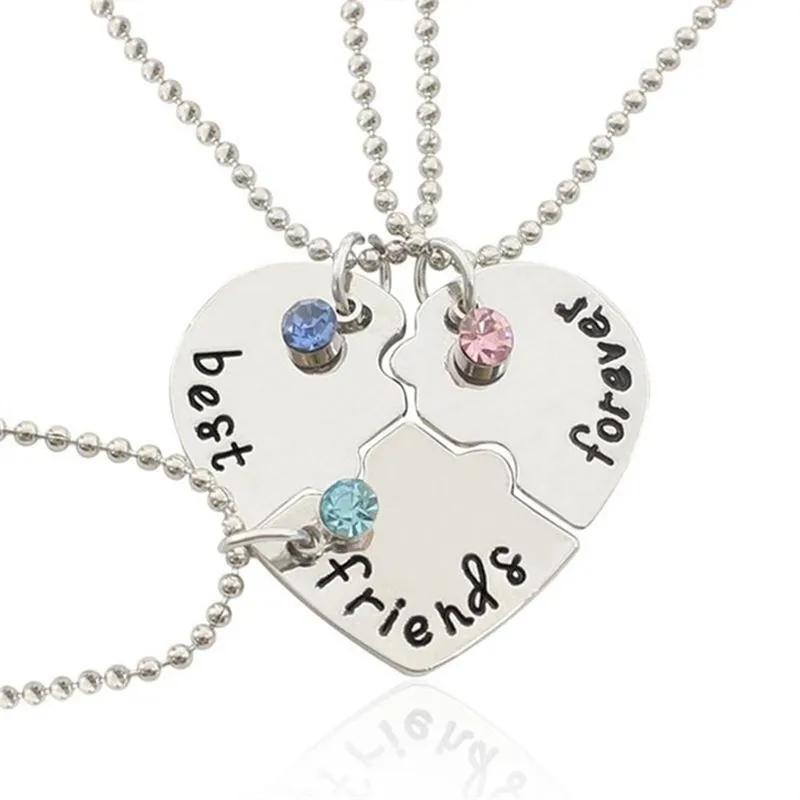 

3pcs/Set Heart Pendant Friendship Chain Necklace with Forever Letter Women Burger Fries Shape Creative Design Fine Jewelry 2023