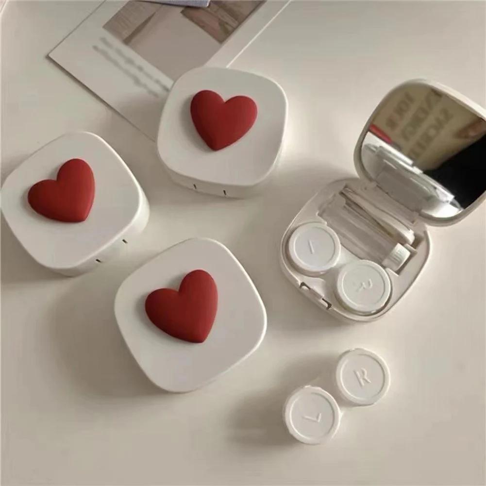 

Mini Contact Lens Case Pocket Portable Easy Carry Make Up Beauty Pupil Storage Lenses Box Heart Mirror Container Travel Kit