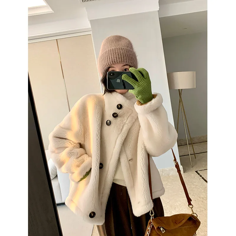

All Wool Dual Face Fur Coat Women's Short 2023 Winter New Thickened Fur Integrated Lamb Fur Coat