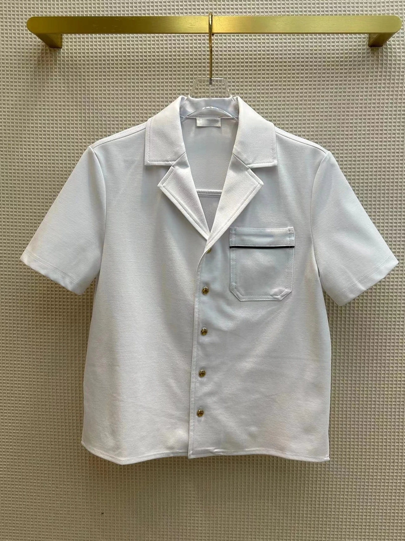 

Spring Autumn Short Sleeve Shirt White Jacket Female Single Breasted Turn Down Collar Slim Pocket Embroidery Clothing Women Coat