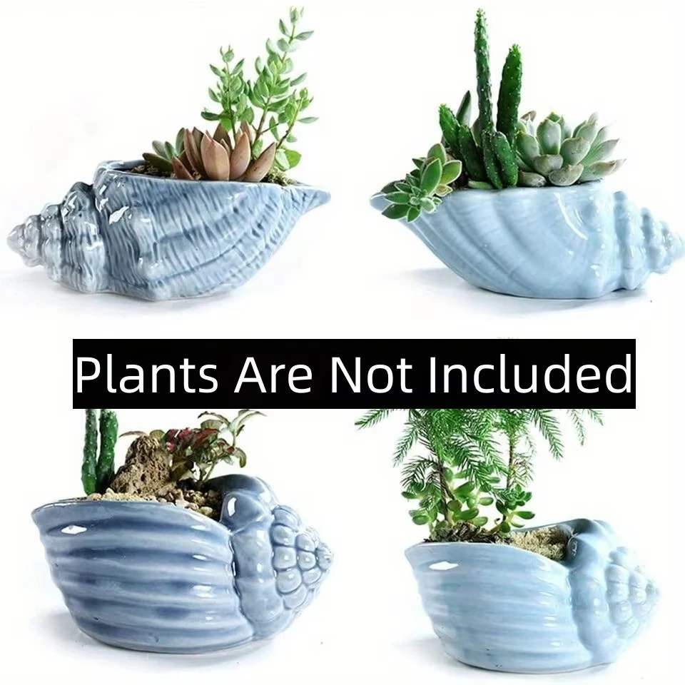 

Керамические горшки-ракушки Ocean синего цвета