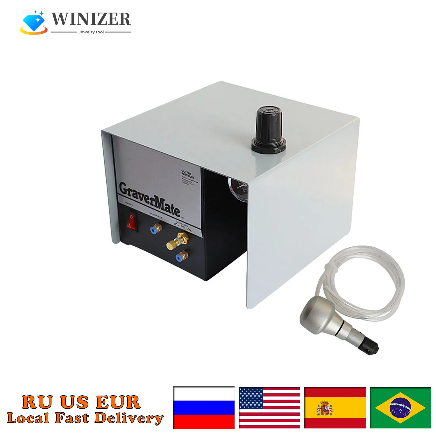 Pneumatic Engraving Machine 1400 Rpm 80W Single Ended  Jewelry Engraver For Crafts And Wrought Iron Jewelry Carving Equipment