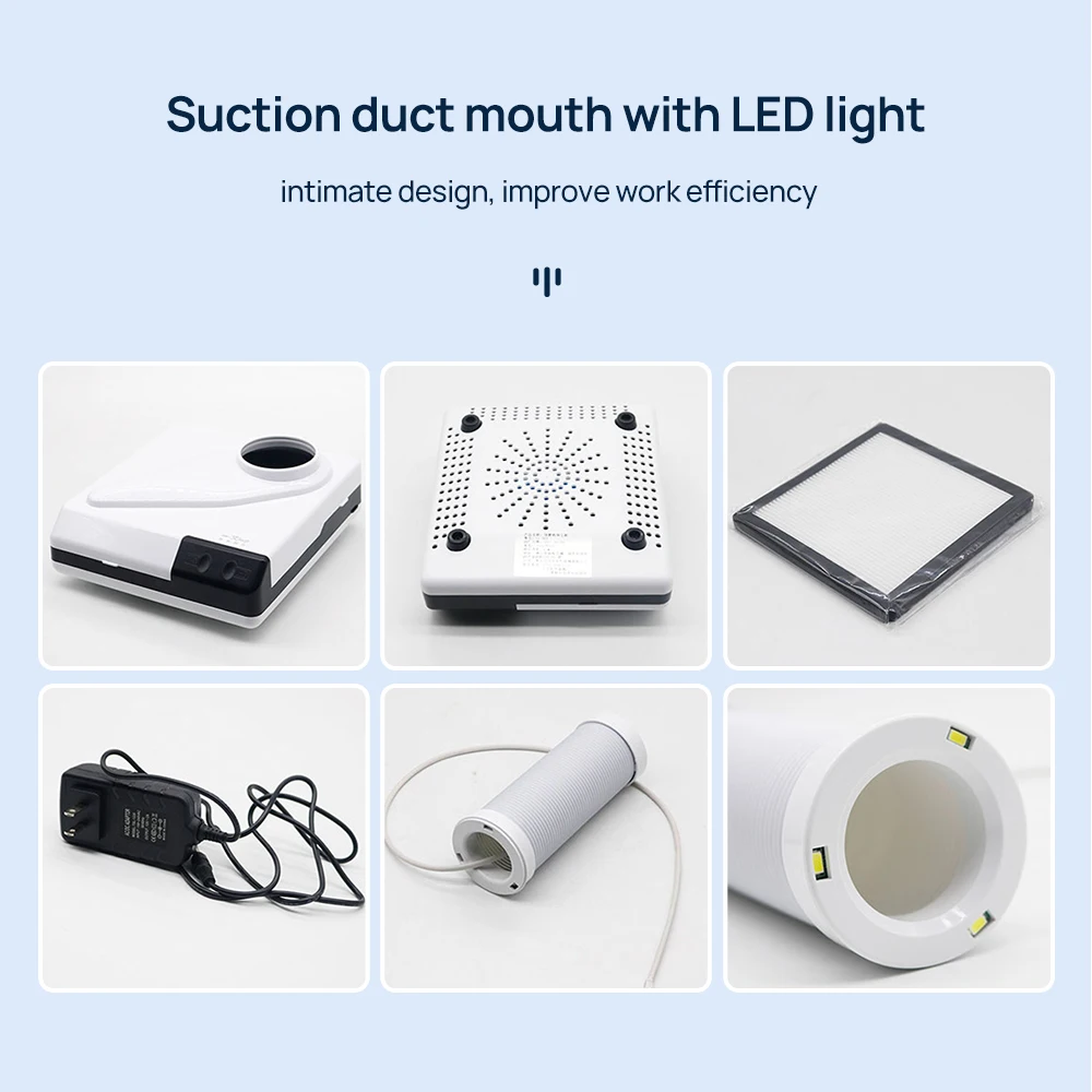 60W Dust Collector Extractor Dental Vacuum Cleaner Lab Suction Machine for Polishing Scalable Hose With LED Light |