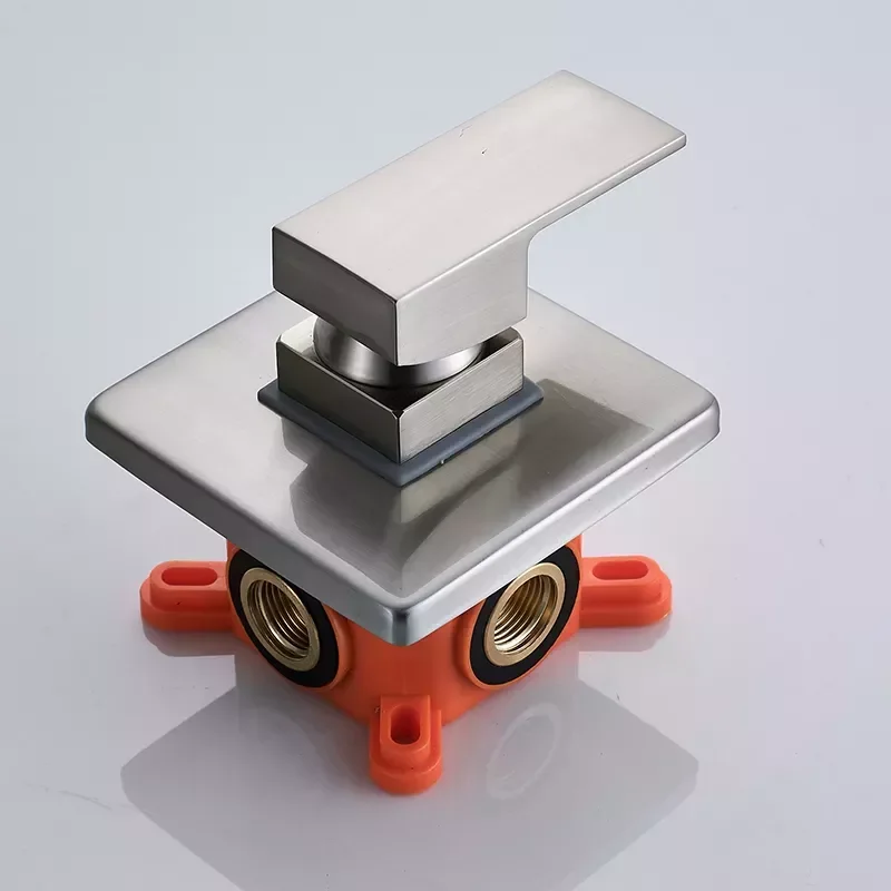 

Brushed Nickel Concealed Install Control Mixer Valve Single Handle Shower Faucet Complete Valve Embedded Box Shower Valve