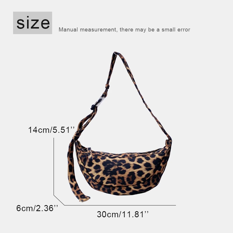 Повседневные сумки в форме полумесяца с леопардовым принтом для женщин.