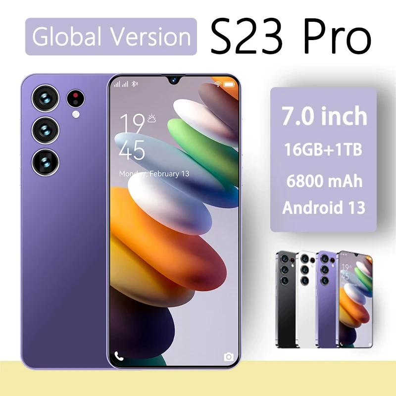 

SmartPhone S23 Pro 7.0 HD 16GB+1TB Mobile Phones 5G Dual Sim Card Celular Global Telephone 6800mAh Unlocked Android Cell Phone