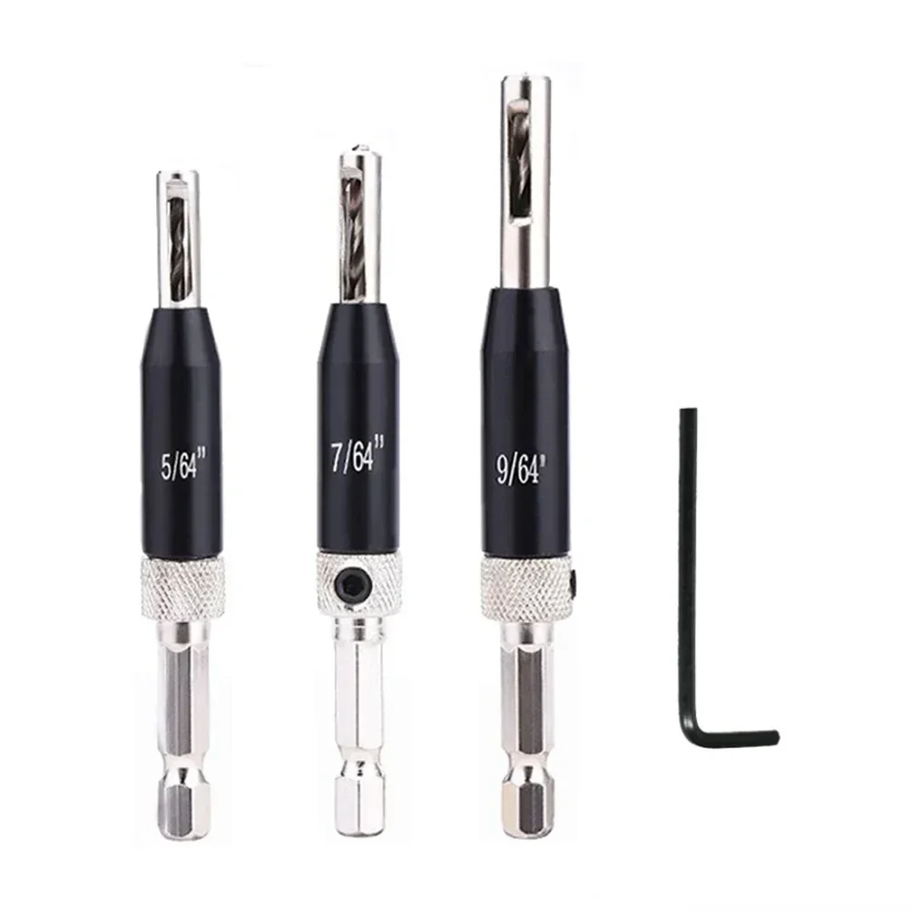 

Набор самоцентрирующих сверл Для петель, 3 шт., 5/64 дюйма, 7/64 дюйма, 9/64 дюйма, дверной шкаф с точным позиционированием для пилотных отверстий, HSS, шестигранный паз