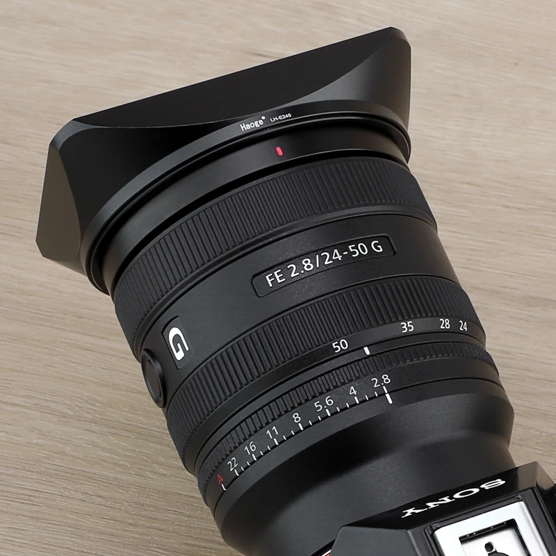 Haoge LH-E245 Байонетная квадратная металлическая бленда с крышкой для объектива Sony FE