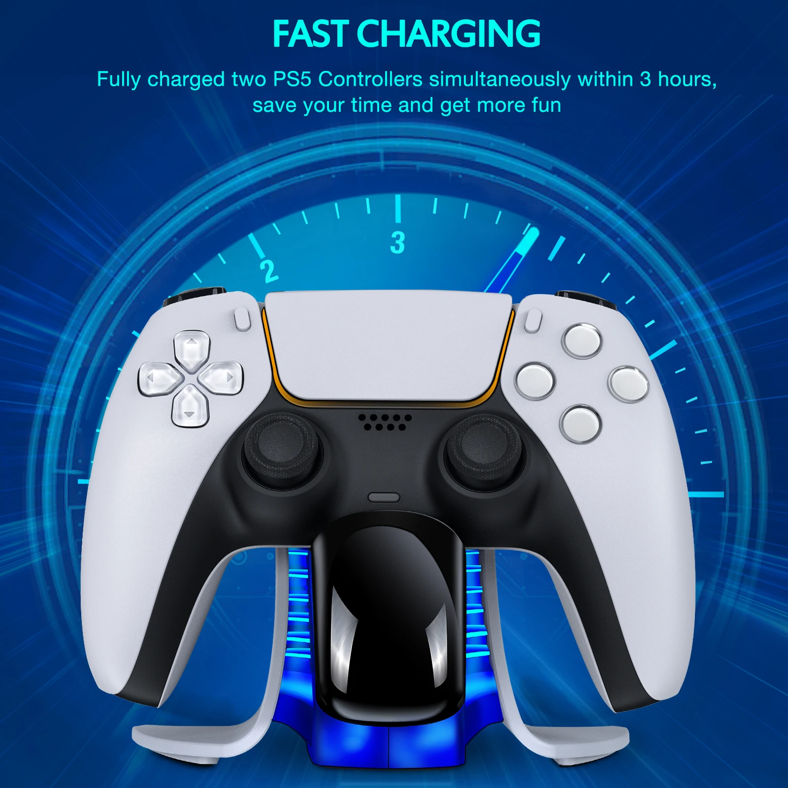 Зарядное устройство для двух контроллеров DinoFire PS5 станция быстрой зарядки