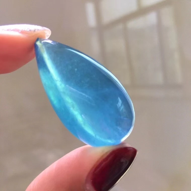 

Natural Blue Aquamarine Water Drop Pendant 33*20*13mm Women Men Brazil Blue Aquamarine Crystal Necklace AAAAAA