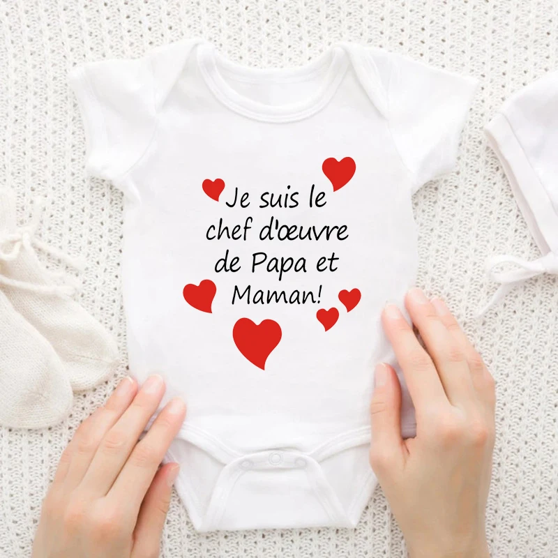 

I'm Mom and Dad's Masterpiece Infant Rompers Cotton Short Sleeve Newborn Baby Bodysuits Mothers Fathers Day Gifts Clothes