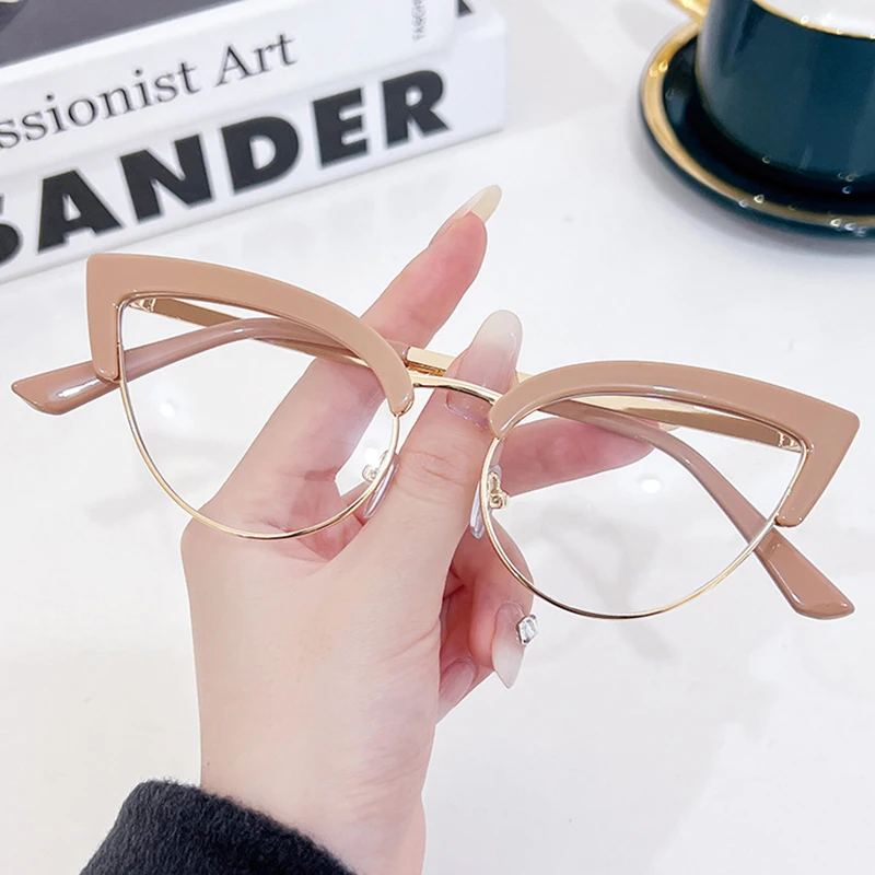 Винтажные очки кошачий глаз с защитой от синего света женские роскошные