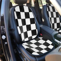 car seat cushion plush black and white diamond lattice auto backseat protector mat universal backrest cover for driver interior