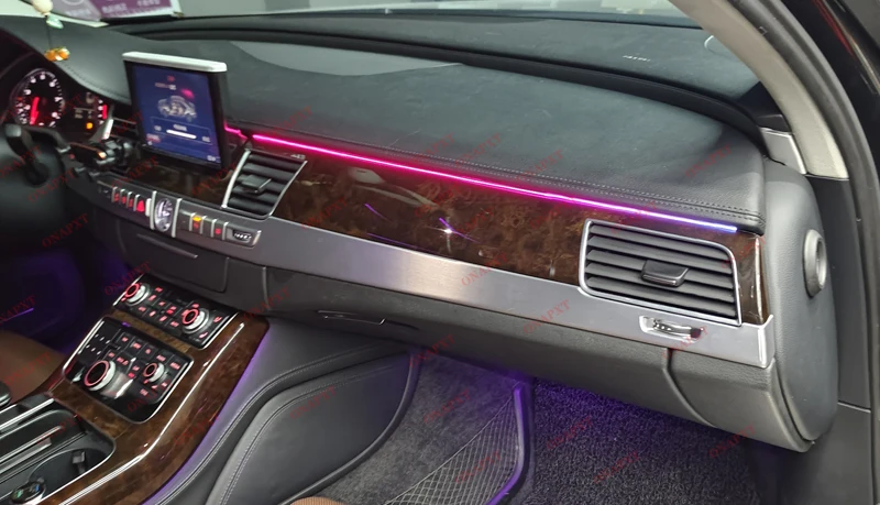 Фото Светодиодная лента для Audi A8 D4 2010-2018, атмосферная подсветка салона, управление через приложение, декоративная подсветка, 256 цветов №1