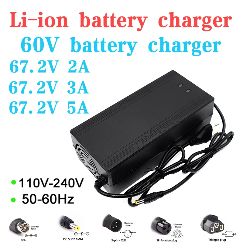 

67.2V 2A 3A 5A 60V series lithium battery charger 60V 16S 18650 21700 67.2V scooter electric bicycle lithium ion battery charger