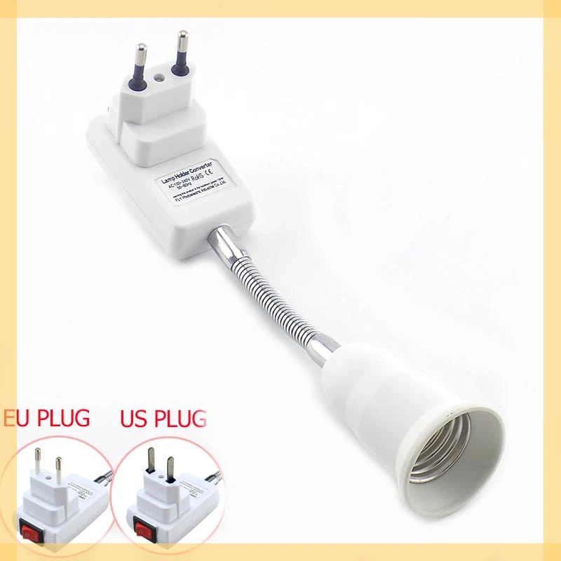

Lamp base wall Flexible holder Light Socket AC 110V 220V Converter Bases EU/US On/Off 20CM book light Adapter Plug Switch