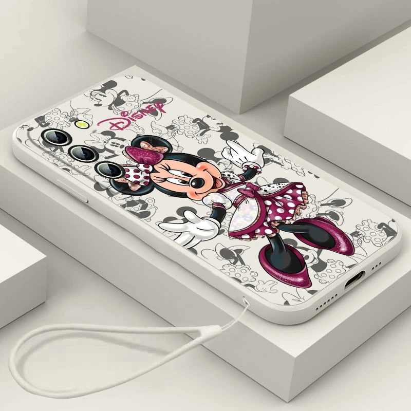 

Cute Minnie Disney For Samsung Galaxy S23 S22 S21 S20 FE Ultra Plus S10 Lite 5G Liquid Rope Phone Case