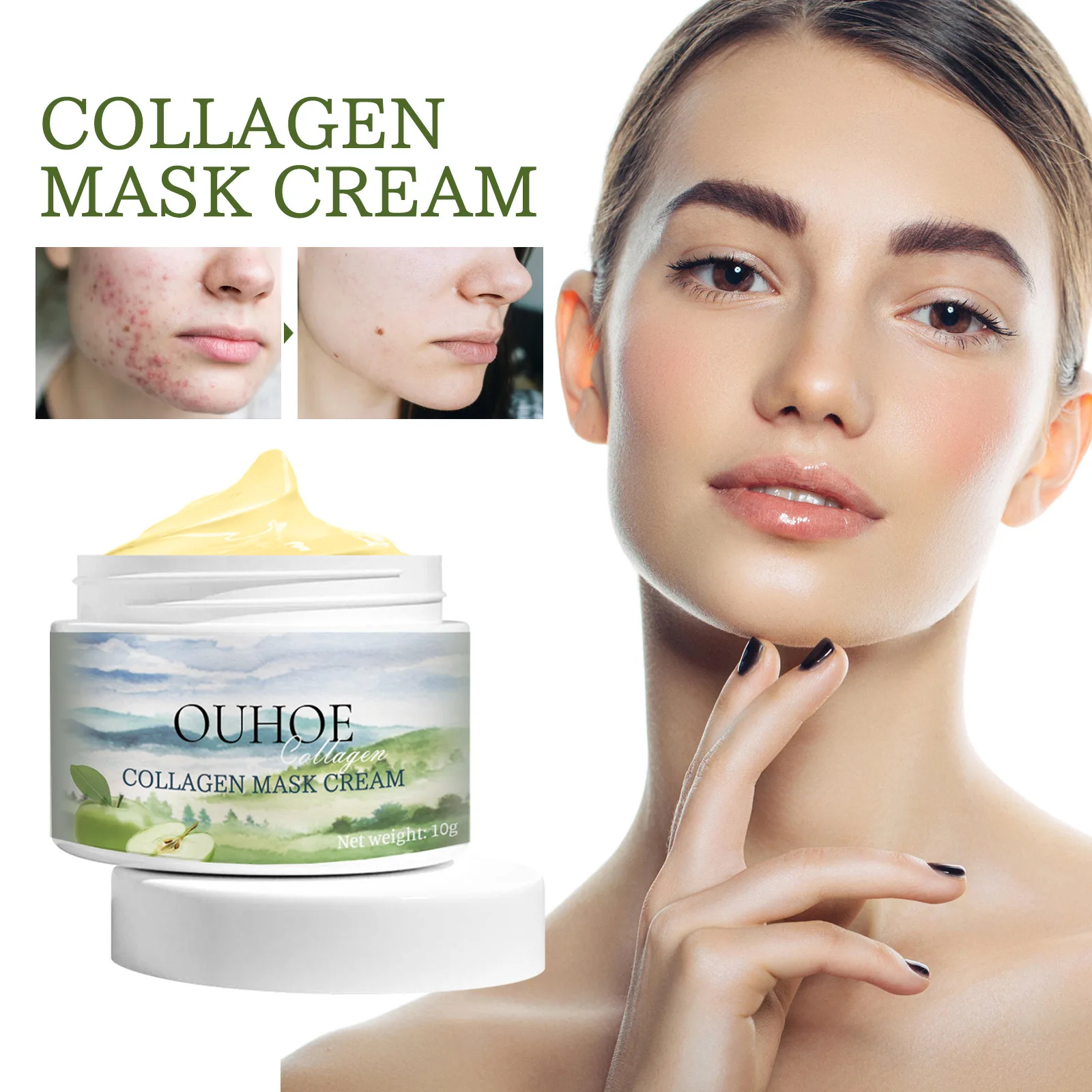 

Коллагеновый крем для лица против морщин, подтягивающий лифтинг, лечение прыщей и акне, отбеливающий и увлажняющий корейский макияж для кож...