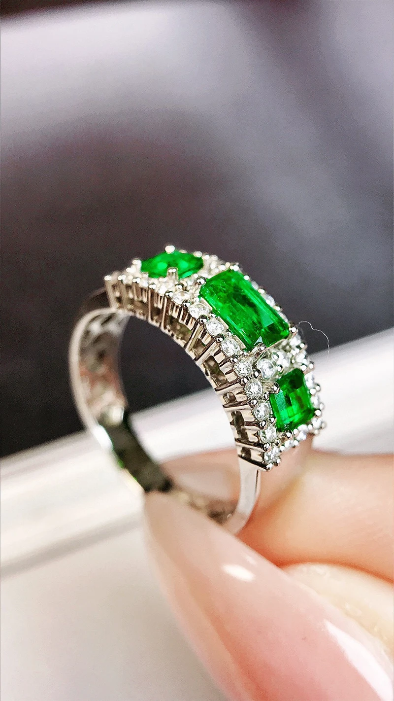 LUOWEND 100% 18K кольца из белого золота обручальное кольцо с натуральным бриллиантом