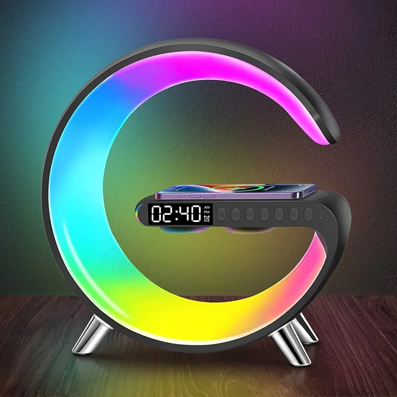 Home Soundbar 15w Wireless Charger App Control Rgb Night Light Atmosphere Lamp For Iphone Samsung