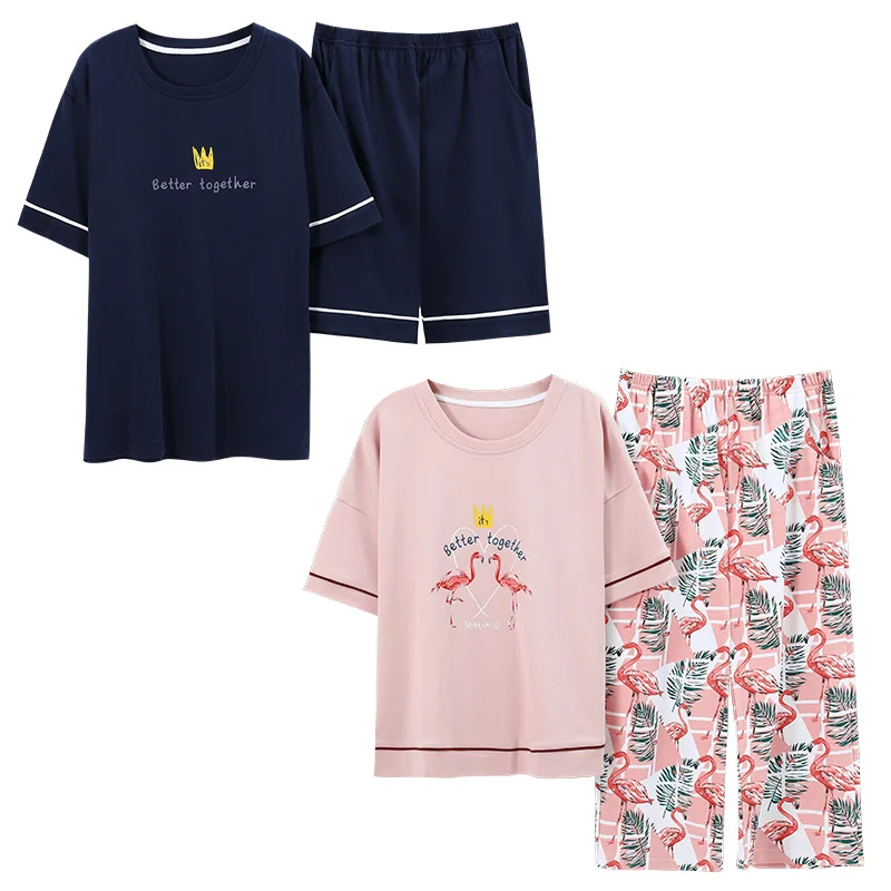 Новый пижамный комплект для пар милая мультяшная Мужская и Женская Повседневная