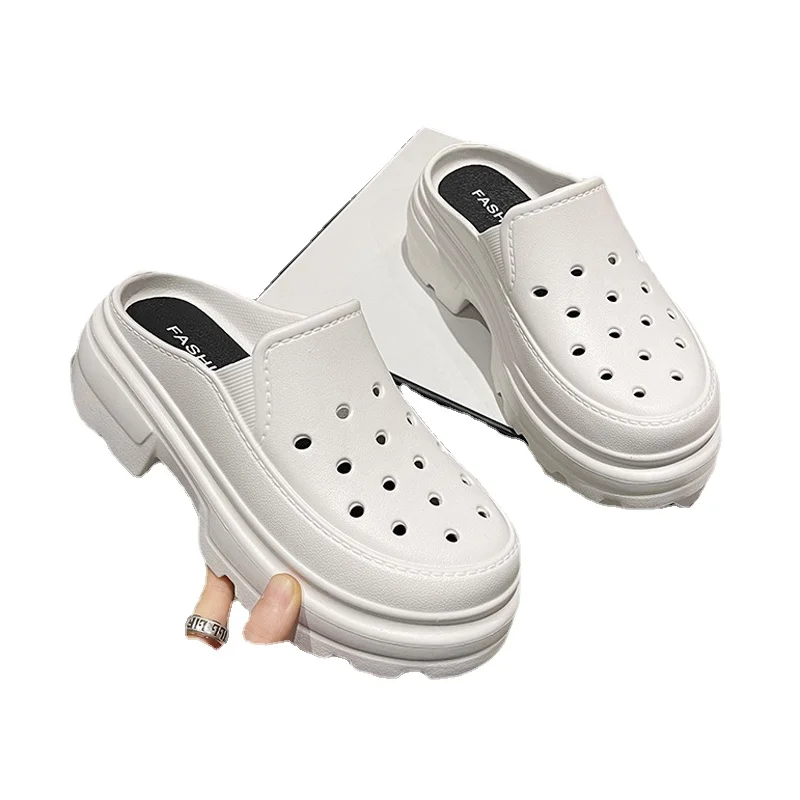 Women's high-heeled slippers in 2023 summer Eva hollow outdoor beach sandals