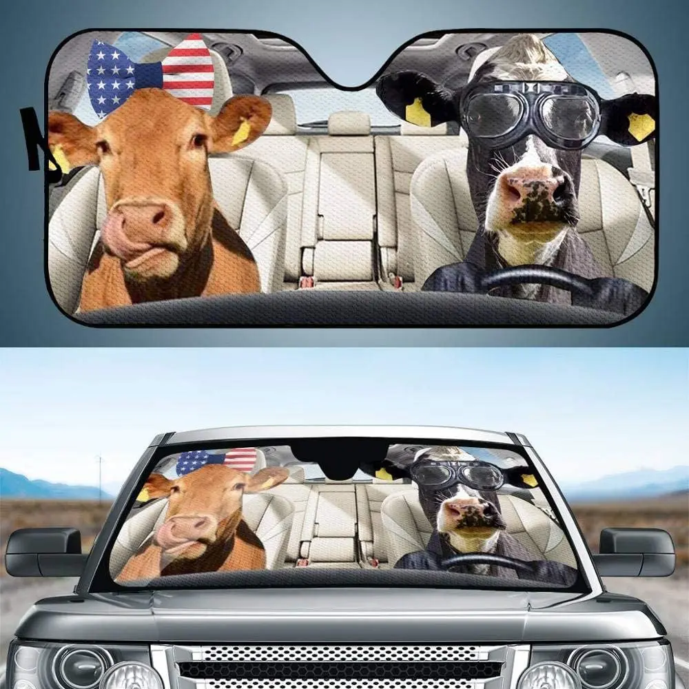 

FKELYI Auto Universal Sunshade for Windshield Funny Animal Cow Design Sun Shade Fit SUV&Trucks Sun Protector Visor